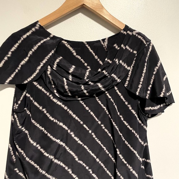 BCBGMaxAzria Black White Silk Dress Size Medium 100% Silk Work Wedding Guest - Picture 2 of 8